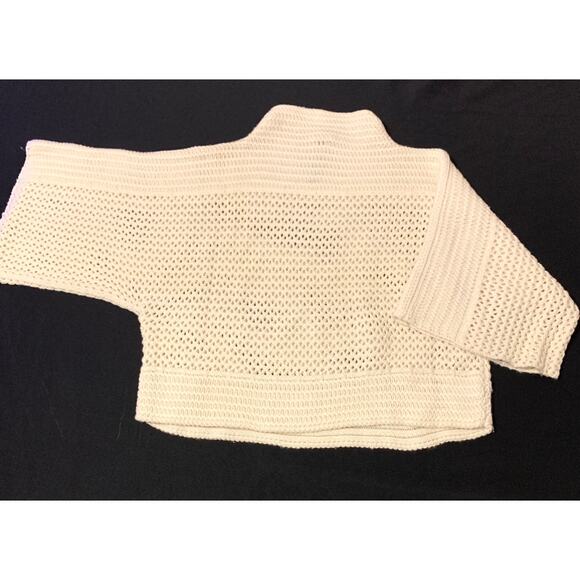 Black Label by Chico’s Womens Ivory Open Weave Boxy Knit Top Dolman Sleeve L/XL - Picture 9 of 12